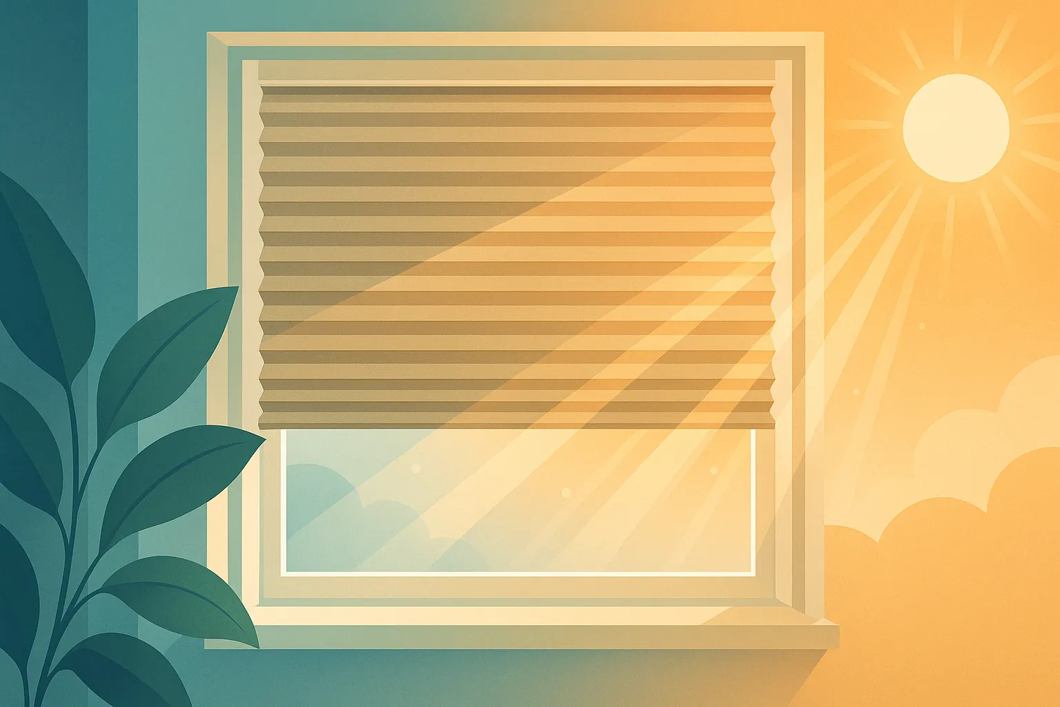 Moderner Wohnraum mit Plissee vor Fenstern für Sicht- und Hitzeschutz